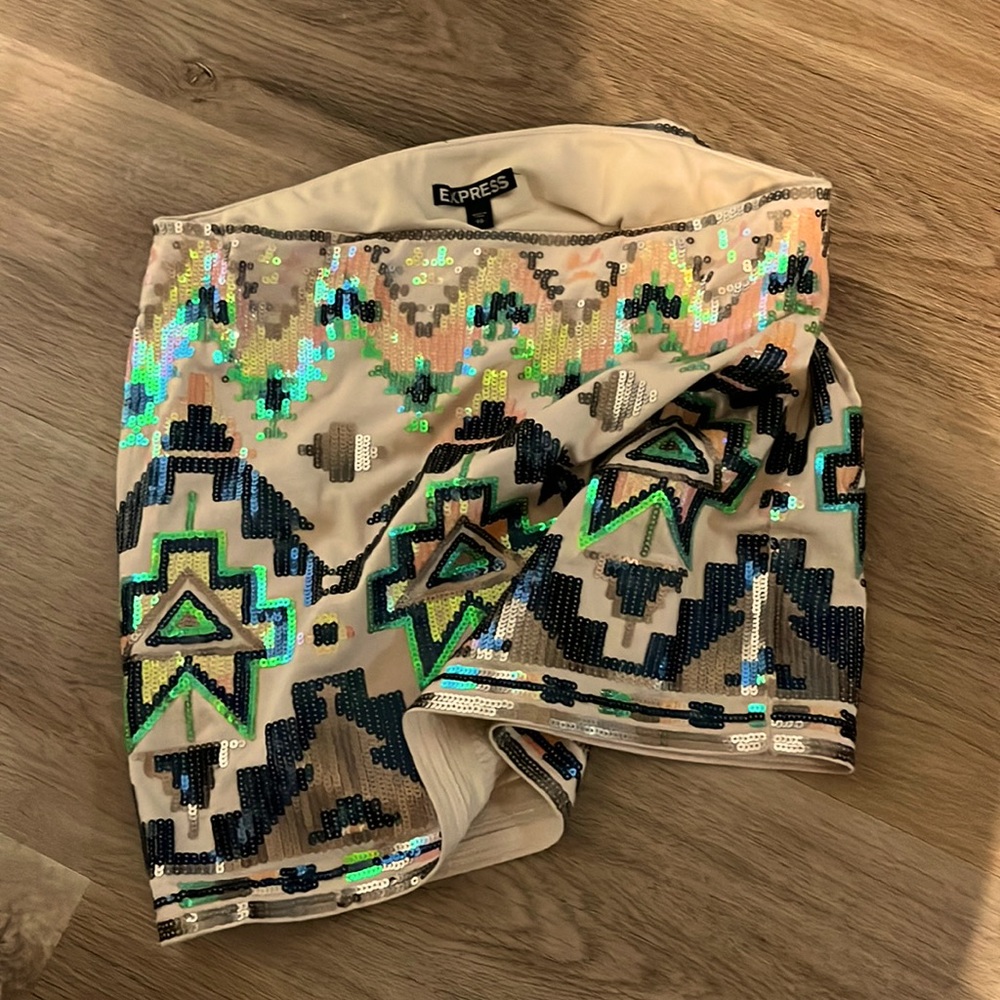 Express Aztec-glitter mini skirt